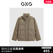 GXG冬季时尚满印休闲保暖加厚立领短款羽绒服鸭绒 23年款