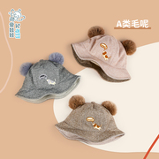 秋冬宝宝保暖毛呢帽(毛呢帽，)6-12月婴幼儿童，盆帽1-2岁男女童遮阳渔夫帽子