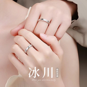 情侣对戒999纯银戒指，女小众设计一对情侣款男指环项链礼物送女友
