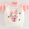 女宝宝毛衣可爱兔子针织衫洋气，套头中小童，2023秋冬女童水貂绒线衣