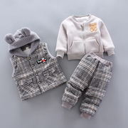 儿童装男童女童冬装套装宝宝三件套婴儿，衣服1周岁半秋2到3岁小孩4