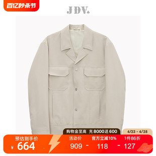 JDV男装商场同款秋季浅灰色工装时尚短款茄克夹克外套WJK2109