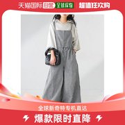 日本直邮antiqua女士黑白格纹连身，裤轻松打造时尚风格宽松版型