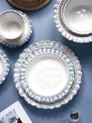 婉柠的碗法式烟蓝花边陶瓷，餐具套装釉下彩，家用盘子大汤碗北欧简约
