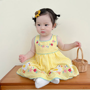 婴儿裙子女宝宝夏装背心裙小童连衣裙夏季夏天洋气黄鸭吊带裙
