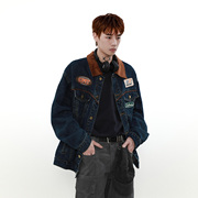 MRNEARLY 美式复古街头机车牛仔外套男潮牌春秋款休闲vintage夹克