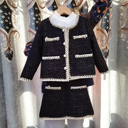 女童套装冬小香风洋气公主两件套半身裙2023时髦中大童亲子装