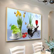 现代简约创意餐厅装饰画轻奢风挂画客厅饭厅餐桌，背景墙面水果壁画