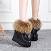 真皮超大狐狸毛雪地(毛雪地)靴女冬季小个子12厘米，短靴加厚保暖内增高短靴