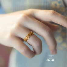 红豆杉藤蔓森系18k包金欧式复古宫廷风格甜美保色指环戒指