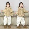 韩版童装女童秋季洋气时髦女宝羊羔毛套头卫衣加绒加厚卫裤套装潮
