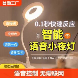 声控灯感应灯led智能，语音控制小夜灯，床头灯卧室睡眠灯氛围灯台灯