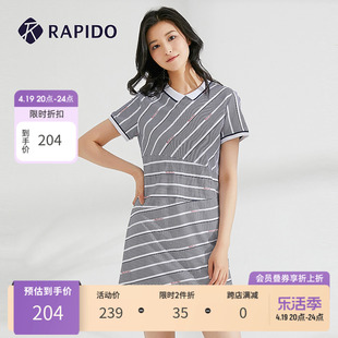 断码rapido雳霹道夏季女士时尚针织条纹字母，连衣裙商场同款