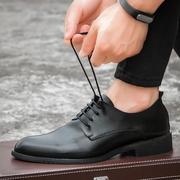 夏季韩版男士透气皮鞋，男真皮黑色英伦，商务休闲内增高尖头正装鞋子