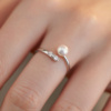 赛赛莉安强光天然淡水珍珠S925纯银戒指简约冷淡风气质高级感小众