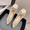 单鞋女2022年春夏金属装饰法式网纱透气仙女风蕾丝平底瓢鞋