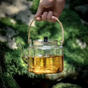全玻璃茶壶大容量煮茶炉，耐高温花茶养生提梁壶，茶水分离泡红茶茶具