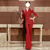 红色西装名媛气质修身显瘦收腰复古时尚休闲高级感小众设计外套女