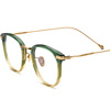 日本轻奢手工板材中金纯钛方框，眼镜架女款文艺范近视(范，近视)眼镜框男