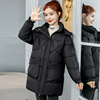 冬季羽绒棉棉衣女中长款保暖棉服外套，2023韩版纯色大码上衣