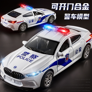 儿童警车玩具模型仿真小汽车车模，男孩合金救护车警察车110玩具车