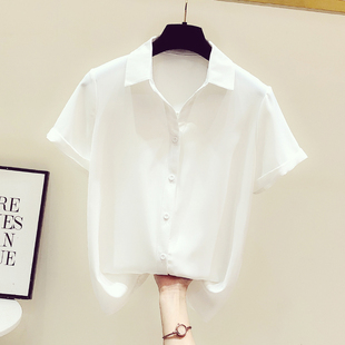 白色衬衫女设计感小众2024年夏季时尚女士高级感职业短袖上衣