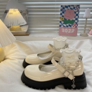 油桃yoto白色英伦小皮鞋女2024夏季珍珠仙女风厚底玛丽珍单鞋