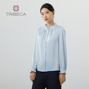 tribeca翠贝卡秋季商场，同款花边立领女长袖衬衫