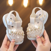 女童防撞凉鞋夏季小童公主防滑婴幼儿0-3岁软底宝宝包头学步凉鞋