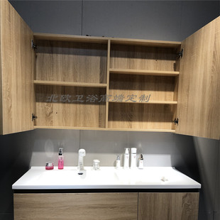 北欧高端定制浴室柜镜柜组合实木镜箱洗脸盆卫生间，吊柜挂墙式墙柜