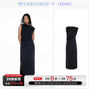 LEEWEI时尚潮流连帽背心造型连衣裙小众百搭女CHENSHOP设计师品牌