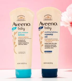到24年8月！浅蓝色款美版 Aveeno艾维诺燕麦润肤乳婴儿身体乳227g