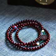 印度小叶紫檀手串女士6mm多圈DIY创意设计佛珠手链配蜜蜡大漆隔珠