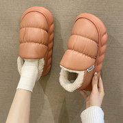 室内防滑居家防水棉拖鞋女士冬季外穿包跟加厚毛绒月子鞋厚底棉鞋