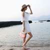 白色三亚旅游穿搭女装泰国海岛，度假连衣裙女套装，小个子海边沙滩裙