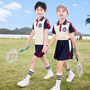 学院风班服polo衫运动短裤短裙连衣裙夏装白色小学生校服运动服