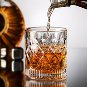 威士忌酒杯家用复古水晶玻璃，洋酒杯创意ins风八角啤酒杯酒吧套装