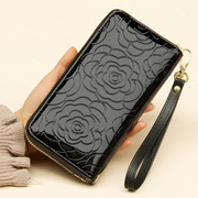 高级感时尚漆皮钱包卡包一体包女长款拉链包放手机的小包真皮欧美