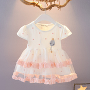 女宝宝0-1-2-3岁连衣裙女童，夏装公主纱裙婴儿韩版卡通，裙子棉