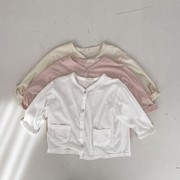 韩国婴幼童装简单纯棉超薄长袖空调开衫儿童夏季防蚊防晒外套