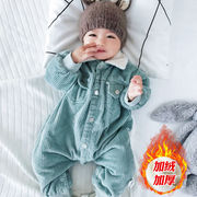 婴儿连体衣加棉冬装外出抱衣幼儿宝宝加绒套装加厚保暖哈衣爬爬服