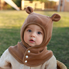 加绒加厚宝宝帽子围脖一体，秋冬季婴儿护耳帽，男童儿童套头女童脖套