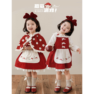 幼悠女童春季蘑菇系列甜美可爱纯白花边连衣裙娃娃翻领衬衫多件套