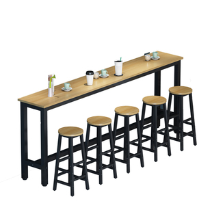 靠墙吧台桌子商用阳台吧台桌家用轻奢长条桌高脚吧台桌奶茶店桌椅