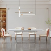 极简悬浮亚克力，折叠伸缩岩板餐桌纯白色现代简约小户型，长方形餐桌