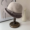 羊毛呢帽子女士秋冬季保暖渔夫帽英伦卷边礼帽，中老年人妈妈盆帽