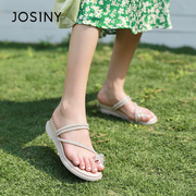 卓诗尼女拖鞋夏季坡跟水晶花夹脚趾，一鞋两穿气质仙女风凉鞋女