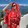 云南青海旅游拍照红色防晒丝巾，女夏季民族风围巾披肩外搭超大纱巾