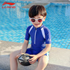 李宁儿童游泳衣男童男孩，连体温泉保暖2022年小中大童专业泳装