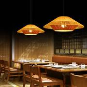 日式侘寂风艺术吊灯创意个性餐厅卧室民宿编织麻绳北欧设计师灯具